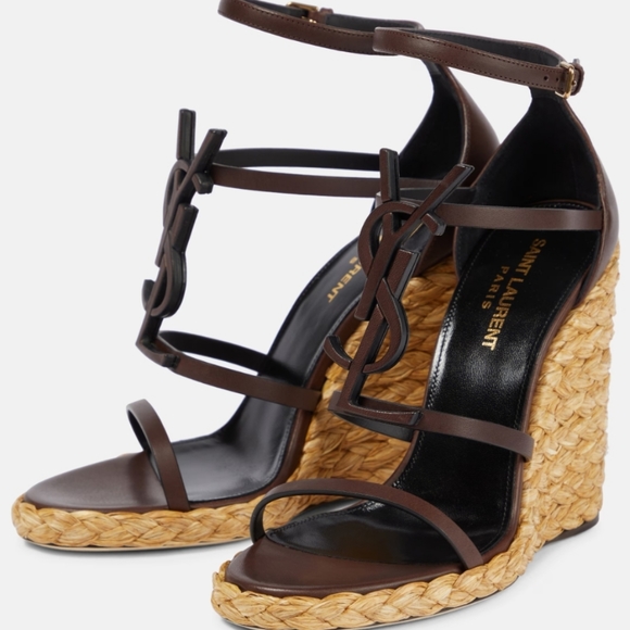 Saint Laurent Cassandra 105 Wedge Sandals - Picture 2 of 10